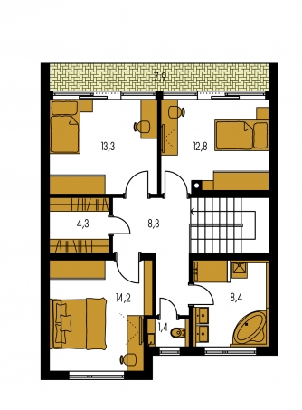 Image miroir | Plan de sol du premier étage - RAD 1